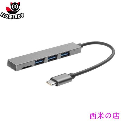 西米の店4 合 1 USB 3.1 Type-C 集線器轉 USB 3.0 集線器，帶 MacBook 的 TF 讀卡機插