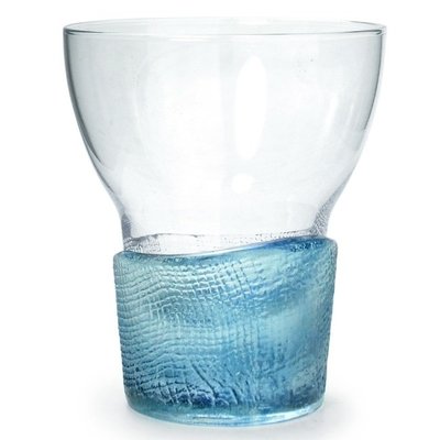 【日本進口】藍底 高台玻璃杯 030-2