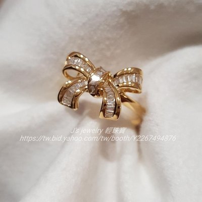 輕珠寶訂製 18k金立體蝴蝶結鑽石戒指 tiffany 風格