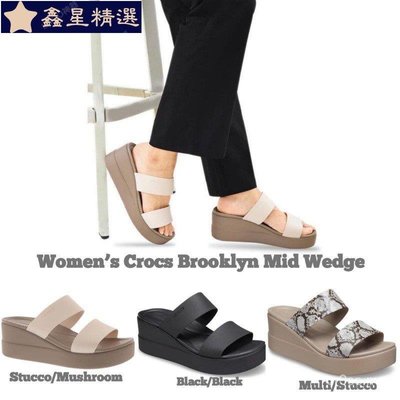 Sendal Crocs Brooklyn Mid Wedges 涼鞋鱷魚婦女鱷魚中坡跟女士-鑫星精選