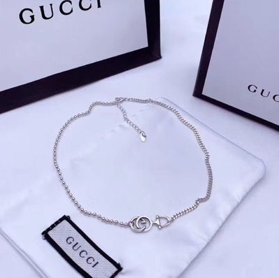 Gucci 2020新款小雙G不對稱圓珠鎖骨項鍊，秀氣典雅（特賣中）