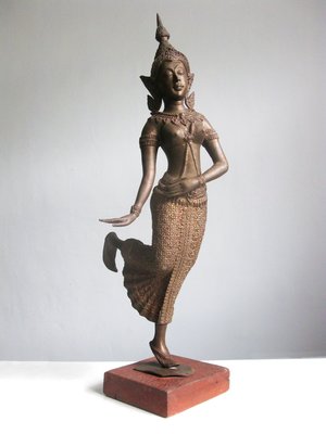 【Wabi Sabi】銅雕泰國舞優人像*東南亞文物工藝品