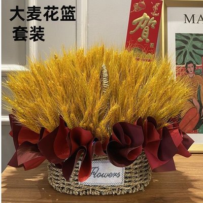 天然金色麥穗干花花束開業大麥客廳田園裝飾擺件插花花~特價