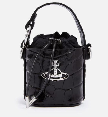 代購Vivienne Westwood Mini Daisy Croc-Effect Leather Bucket Bag氣質高雅帥氣小巧水桶包圓桶包