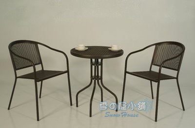 ╭☆雪之屋小舖☆╯60cm鋁網圓桌椅組/戶外休閒桌椅/一桌二椅 A48A52 / A18A03