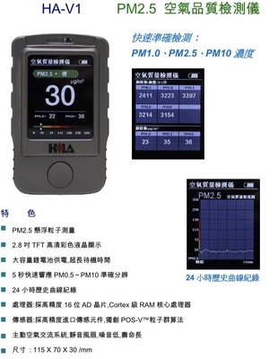 HILA 海碁 HA-V1 PM2.5 空氣品質檢測儀