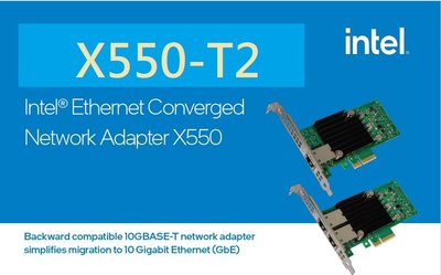 【捷元公司貨/附發票】Intel X550-T2 10G 雙埠RJ45 伺服器網路卡(X550T2BLK) 三年保