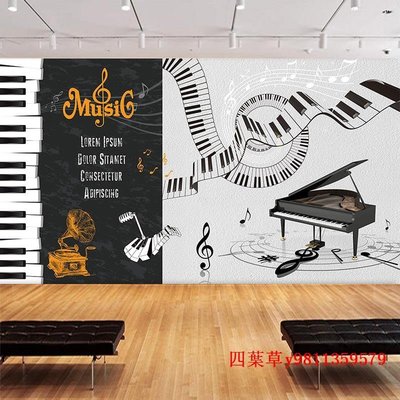 【熱賣精選】音樂音符鋼琴房背景墻紙琴鍵琴行工作室壁畫舞蹈教室樂器裝飾壁紙