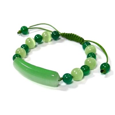 綠貓眼手牌與綠瑪瑙珠中國結手環