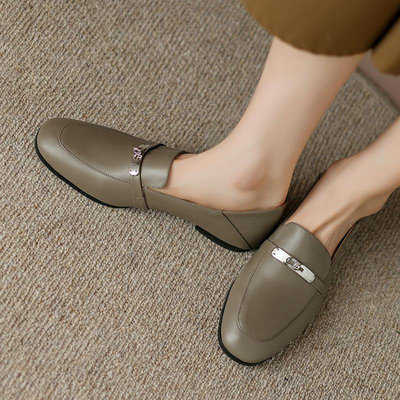 全真皮樂福鞋DANDT時尚牛皮都會釦飾兩穿樂福鞋（23 AUG BSH)同風格請在賣場搜尋-歐美女鞋