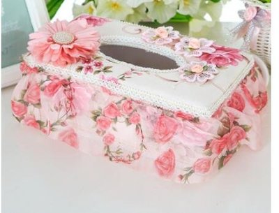 16017c 日本製  玫瑰花朵小花  布藝  歐風 蕾絲 民宿客廳面紙盒紙巾盒衛生紙盒送禮物禮品