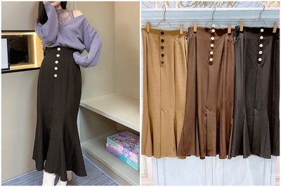 🌸Lenas通販⭐特價⭐2022年11月日本SNIDEL三色復古甜美氣質單排扣高腰包臀長裙魚尾裙