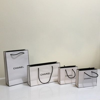 CHANEL 香奈兒 新款黑邊白色LOGO紙袋/提袋/禮品包裝袋