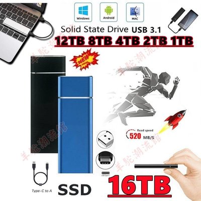 SSD便攜式硬盤12T 8T 4T 2T 1T移動固態硬盤外置移動硬盤