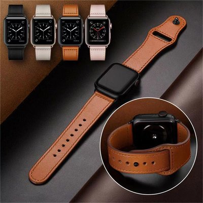 gaming微小配件-單圈皮革錶帶 適用 Apple Watch 44 42 45mm 真皮錶帶 蘋果手錶 7 SE 6 5 雙色皮錶帶 撞色-gm