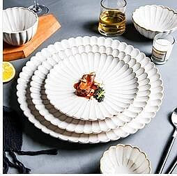 全館免運 歐式陶瓷盤子套裝家用白色碗盤餐具碟子菜盤平盤餐盤魚盤 可開發票