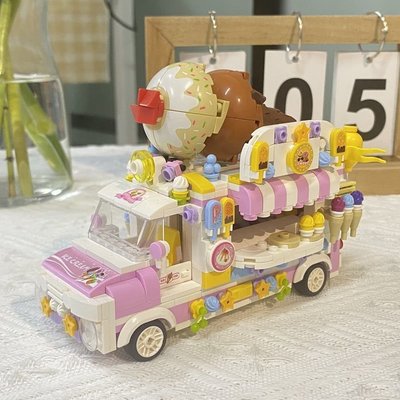 特賣-樂高女孩拼裝積木城市街景水果車冰淇淋車甜品車漢堡薯條