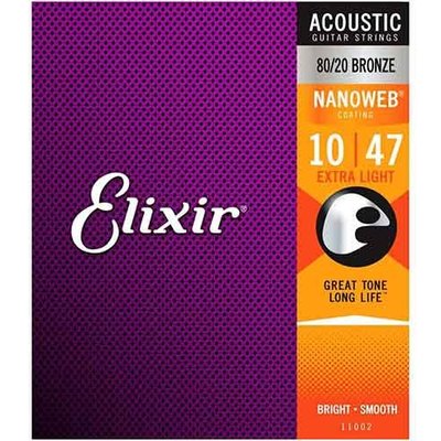 Elixir 11002 (10-47) 薄膜 NANOWEB 木吉他弦【硬地搖滾】全館$399免運！