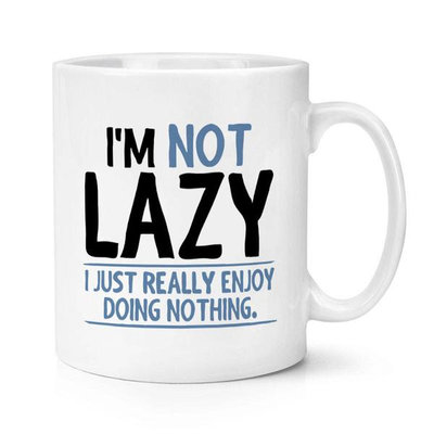 Not Lazy Enjoy Doing Nothing 不是懶惰 陶瓷馬克杯水杯杯子