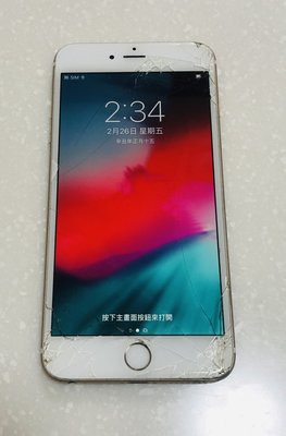 【手機寶藏點】Apple iPhone 6 Plus 64G 金色 螢幕有裂痕 附充電線材