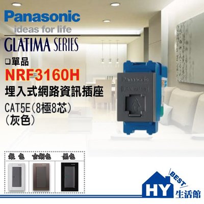 含稅》國際牌 開關插座 GLATIMA 系列 NRF3160H 埋入式網路資訊插座CAT5e (8極8芯) (灰色)單品