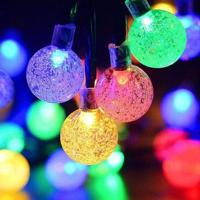 led太陽能燈串水滴氣泡球燈串LED戶外花園裝飾彩燈串