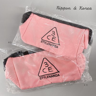 現貨⚡ 3CE 粉紅色大容量刺繡化妝包 小 Pink Rumour Pouch 拉鍊收納包 刷具包 旅行包 防偽標籤