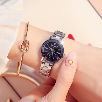 新款手錶女 百搭手錶女Wilon威龍手錶女情侶不銹鋼鋼帶石英錶潮流時尚鑲鉆女錶女士手錶
