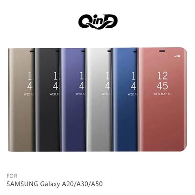 QinD SAMSUNG Galaxy A20 A30 A50 透視皮套 掀蓋 硬殼 保護套 支架