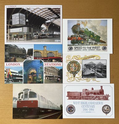 火車鐵道類-世界各國收藏品-收集六張未使用的鐵路相關明信片(不提前結標)