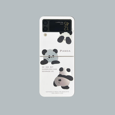 個性國潮可愛熊貓三星zflip4手機殼適用Galaxy Z Flip5折疊屏保護套f7210全包超薄硅膠高檔燙銀軟殼f7310外殼