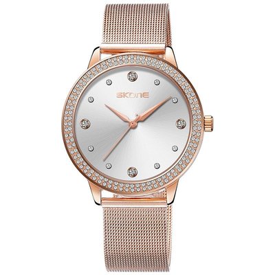 熱銷 手錶腕錶SKONE 時空時尚百搭鑲鉆手錶不銹鋼帶情侶簡約復古休閑熱銷錶