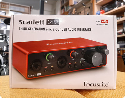♪♪學友樂器音響♪♪ Focusrite Scarlett 2i2 錄音介面 3rd 三代 宅錄 錄音室 公司貨