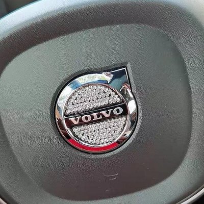 富豪 Volvo方向盤貼XC40時尚鑲鑽V40方向盤XC60水晶方向盤貼XC90改裝車標S60方向盤裝飾貼