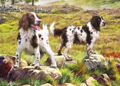 75804 1000片歐洲進口拼圖 OTT 繪畫風景 草原上的帥氣西班牙獵犬