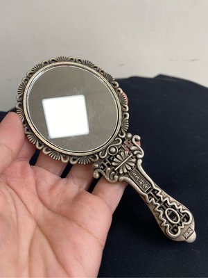 早期收藏-老藏銀-復古式雕花手拿鏡