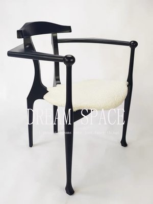 定制            中古實木進口柚木西班牙設計師高力諾真皮餐椅梳妝椅書房扶手椅子