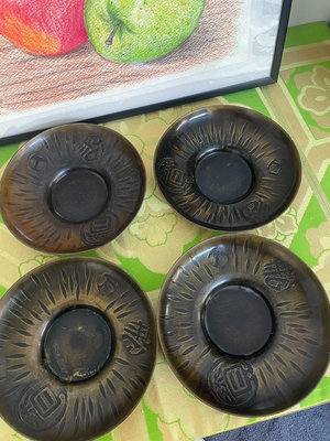 日本回流老銅托帶堂口，杯托，茶托，壺承。有年份老包漿，4片銅4980