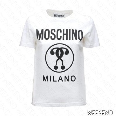 【WEEKEND】 MOSCHINO Milano Question Mark 問號 短袖 上衣 T恤 白色 20春夏