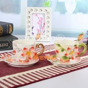 INPHIC-琺瑯瓷太陽花蘋果花咖啡杯套裝陶瓷家居擺飾