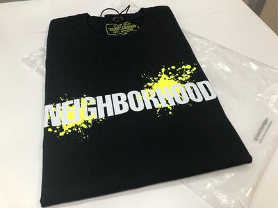 20ss Neighborhood NBHD Reign C-Tee SS 春夏最新 螢光 潑漆 文字 短Tee 黑色 現貨XL