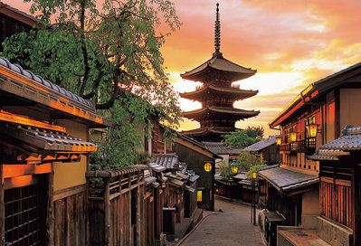 51-277 絕版1000片日本進口拼圖 風景 日本 京都 美麗的夕陽下 法觀寺 八坂之塔