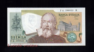 【Louis Coins】B063- ITALY-1973義大利紙鈔.2000 Lire伽利略