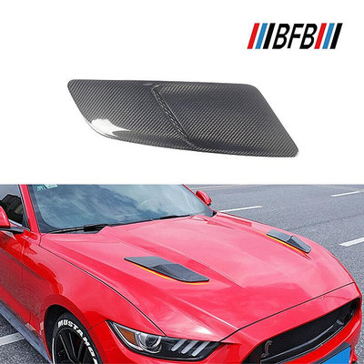 汽車配件 汽車尾翼 適用于14-17款福特野馬Mustang碳纖維機蓋風口罩引擎蓋散熱氣口殼