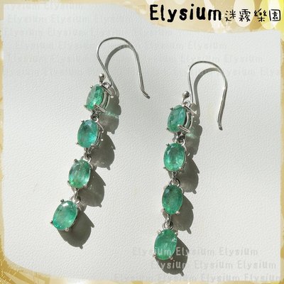 Elysium‧迷霧樂園〈DEM001C〉印度‧ 8顆 切割面  祖母綠 925銀 手工 長耳環
