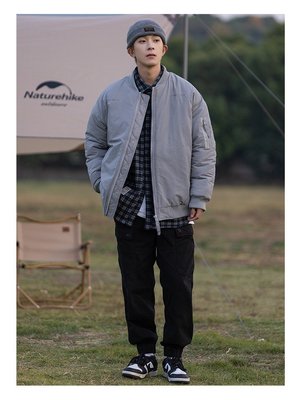 【 ANCASE 】韓國 日系 寬鬆字母繡花加厚飛行員夾克棒球領棉衣 外套有型上衣衣服