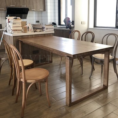 熱銷 北歐實木餐桌組合簡約白蠟木長桌原木日式大板桌莫比桌子家具橡木