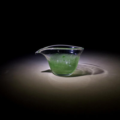 日本江戶硝子琉璃匠人手作水晶玻璃綠云水滴公道杯