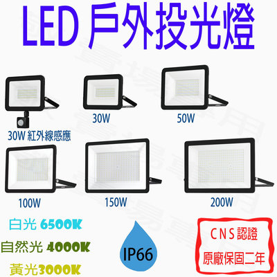 【敬】LED 投光燈 投射燈 感應 防水 IP66 30W 50W 100W 150W 200W 戶外 室外 球場 棒球