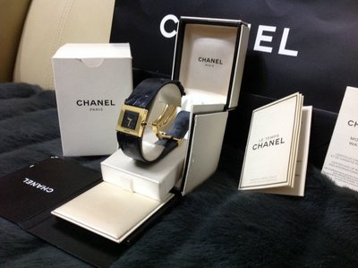 CHANEL 香奈兒 專櫃正品 MATELASSE 18K金 750 黑色鱷魚皮帶菱格紋女錶